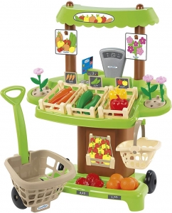 Детский магазин на колесах - Органические продукты с тележкой и корзинкой для покупок (Ecoiffier, ECO1741)