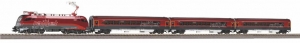 Стартовый набор «Пассажирский состав с электровозом Piko Railjet и тремя вагонами» OBB V, подложка (57178)